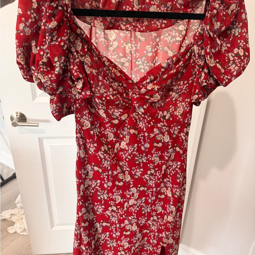Floral Red Dress